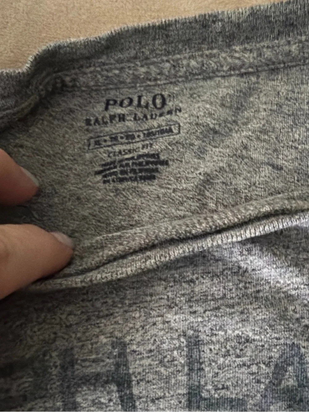 Polo by Ralph Lauren Heather Gray Tee with Navy Print